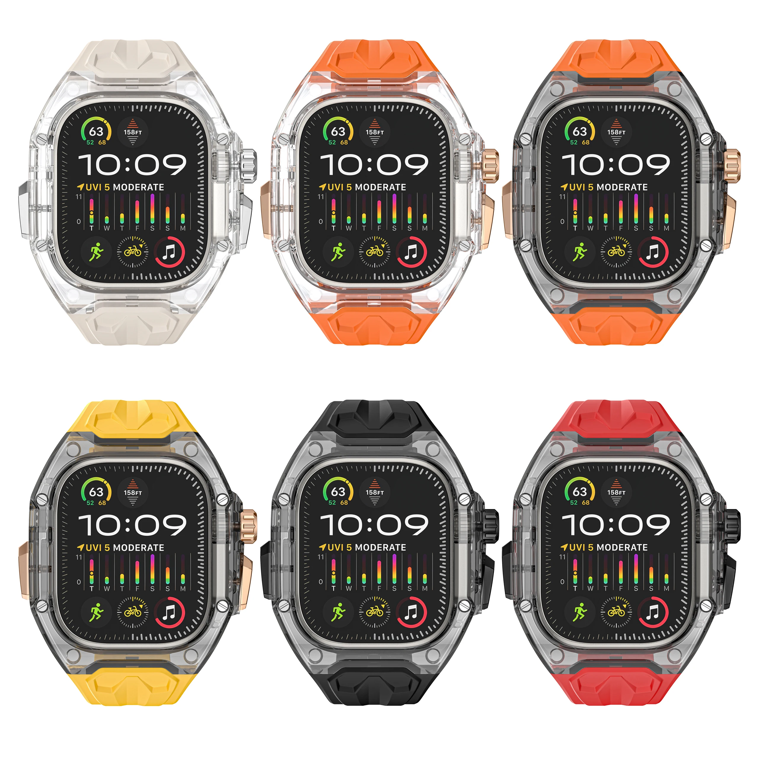 Transparent Mod Kit for Apple Watch Ultra 3 2 49mm 45 44 41mm For IWatch Series 11 10 9 8 7 6 5 4 SE Case Strap DIY Accessories