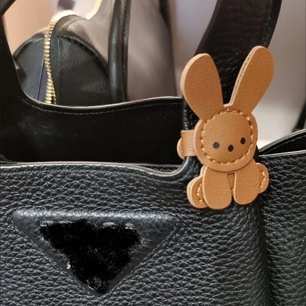 1pc Cute Bunny Bag Charm - Lightweight Synthetic Faux Leather with Stainless Steel Buckle, Adorable Rabbit Design for Backpacks