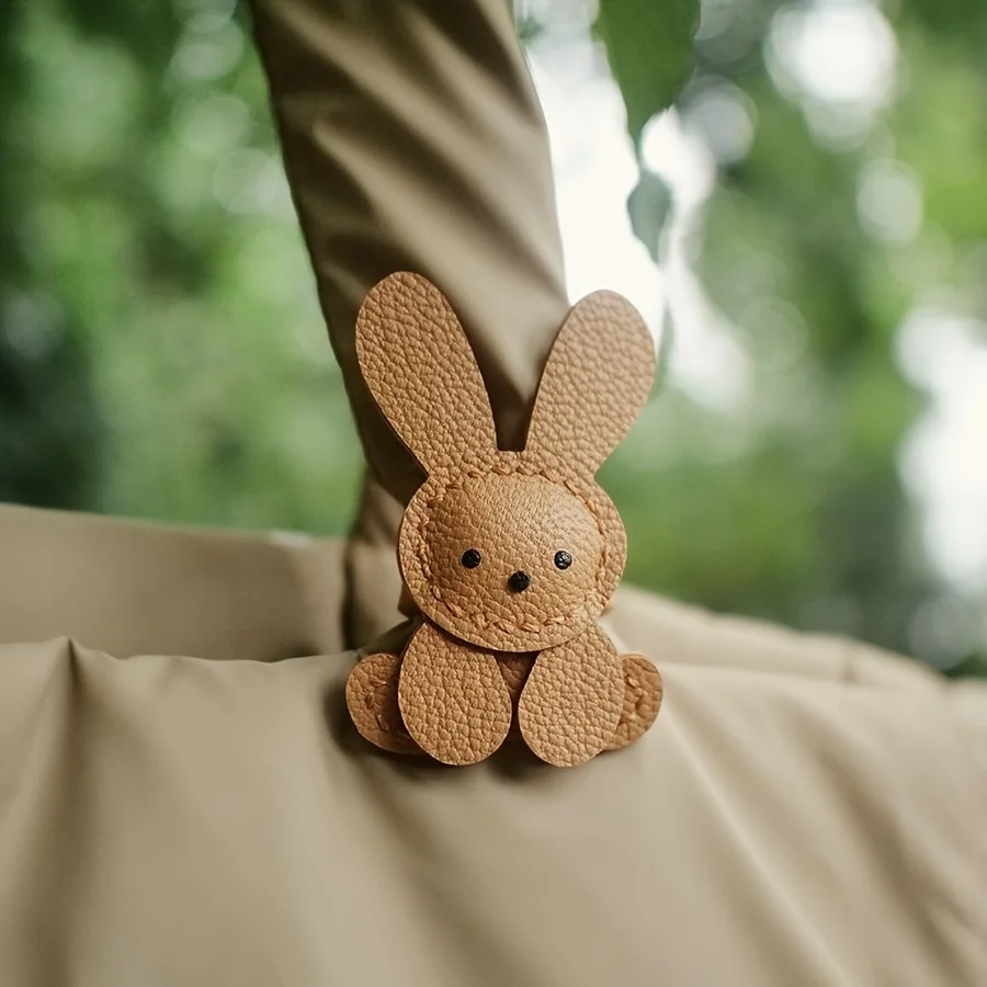 1pc Cute Bunny Bag Charm - Lightweight Synthetic Faux Leather with Stainless Steel Buckle, Adorable Rabbit Design for Backpacks