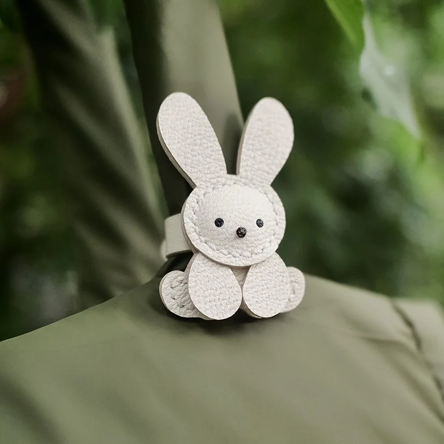 1pc Cute Bunny Bag Charm - Lightweight Synthetic Faux Leather with Stainless Steel Buckle, Adorable Rabbit Design for Backpacks