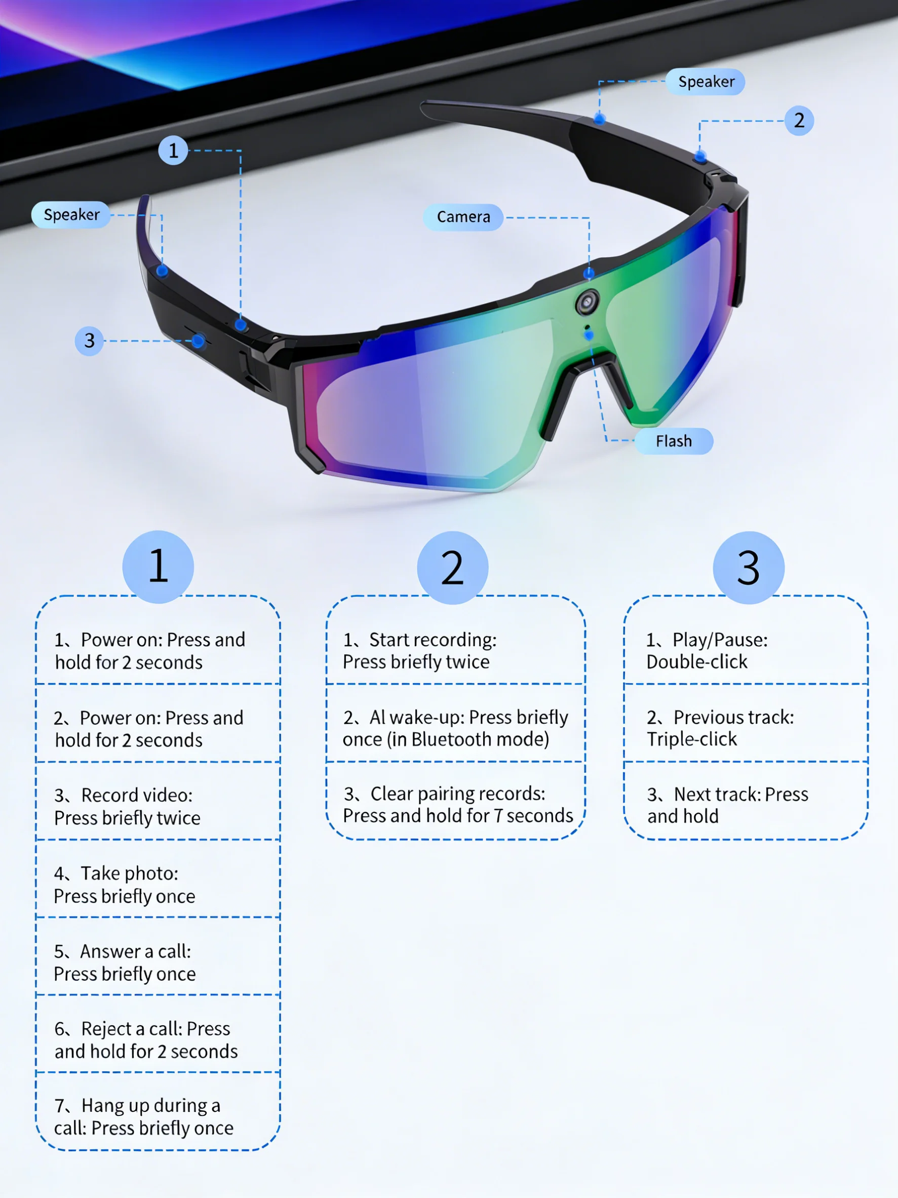 2026 New AI Smart Shooting & Recording Glasses with 800W Camera, HD Anti-Shake Bicycle Riding Shooting Artifact, Windproof Goggl