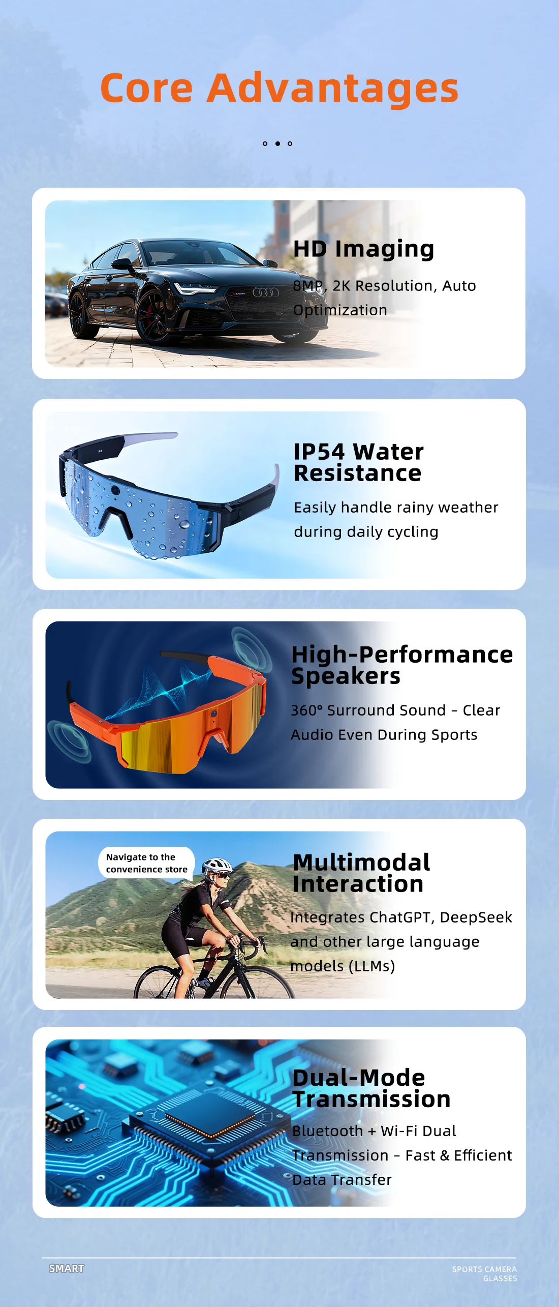 2026 New AI Smart Shooting & Recording Glasses with 800W Camera, HD Anti-Shake Bicycle Riding Shooting Artifact, Windproof Goggl