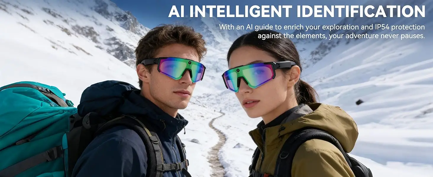2026 New AI Smart Shooting & Recording Glasses with 800W Camera, HD Anti-Shake Bicycle Riding Shooting Artifact, Windproof Goggl