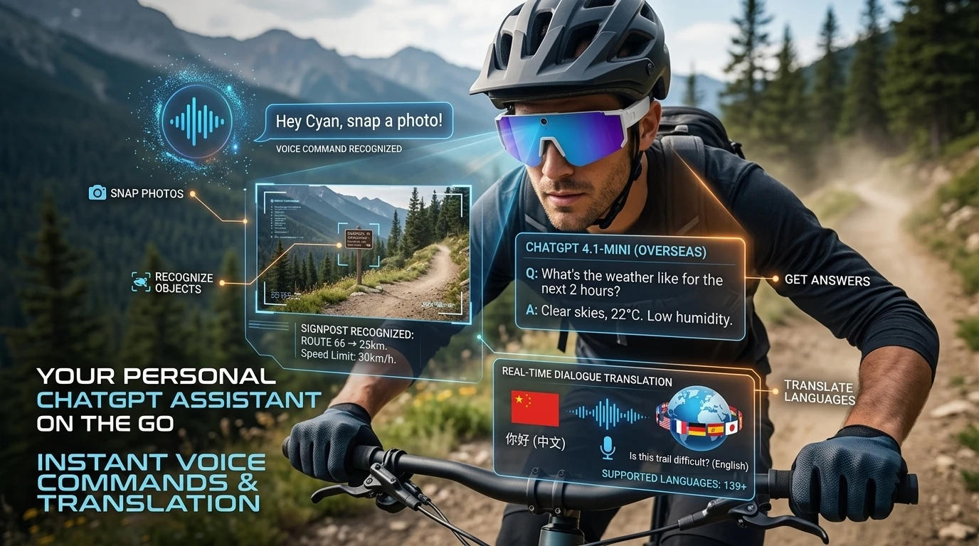 2026 New AI Smart Shooting & Recording Glasses with 800W Camera, HD Anti-Shake Bicycle Riding Shooting Artifact, Windproof Goggl