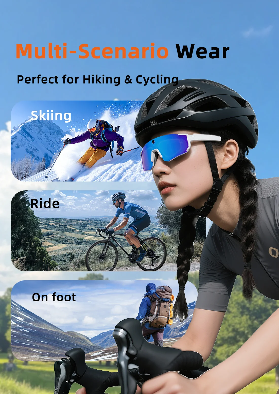 2026 New AI Smart Shooting & Recording Glasses with 800W Camera, HD Anti-Shake Bicycle Riding Shooting Artifact, Windproof Goggl
