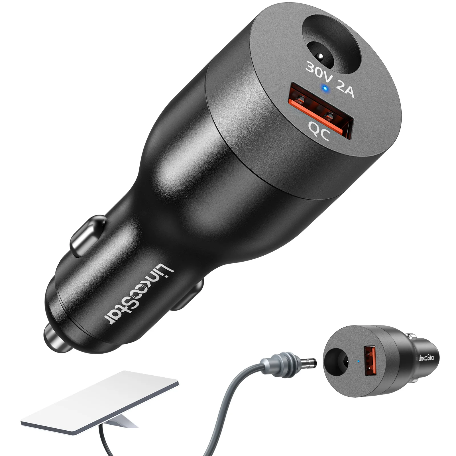 Power Charger for Starlink Mini Car Adapter with 12V-24V to 30V DC Step Up Converter USB-A QC 3.0 Cigarette Lighter Adapter