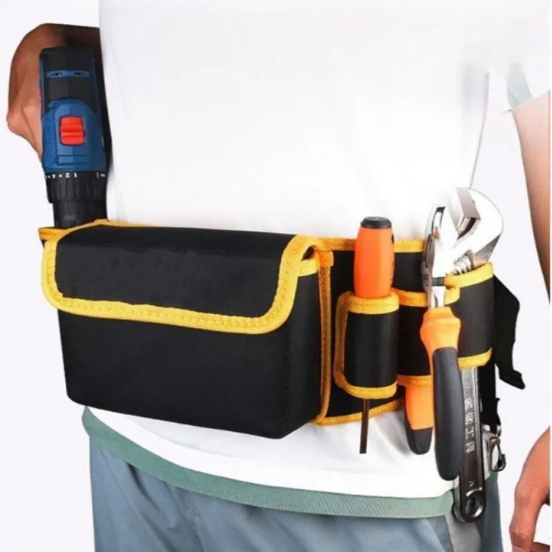 Heavy Duty Multi-Function Tool Waist Bag Wear-Resistant Multi-Pockets Safe Buckle Tool Storage Pouch for Electricians Carpenters