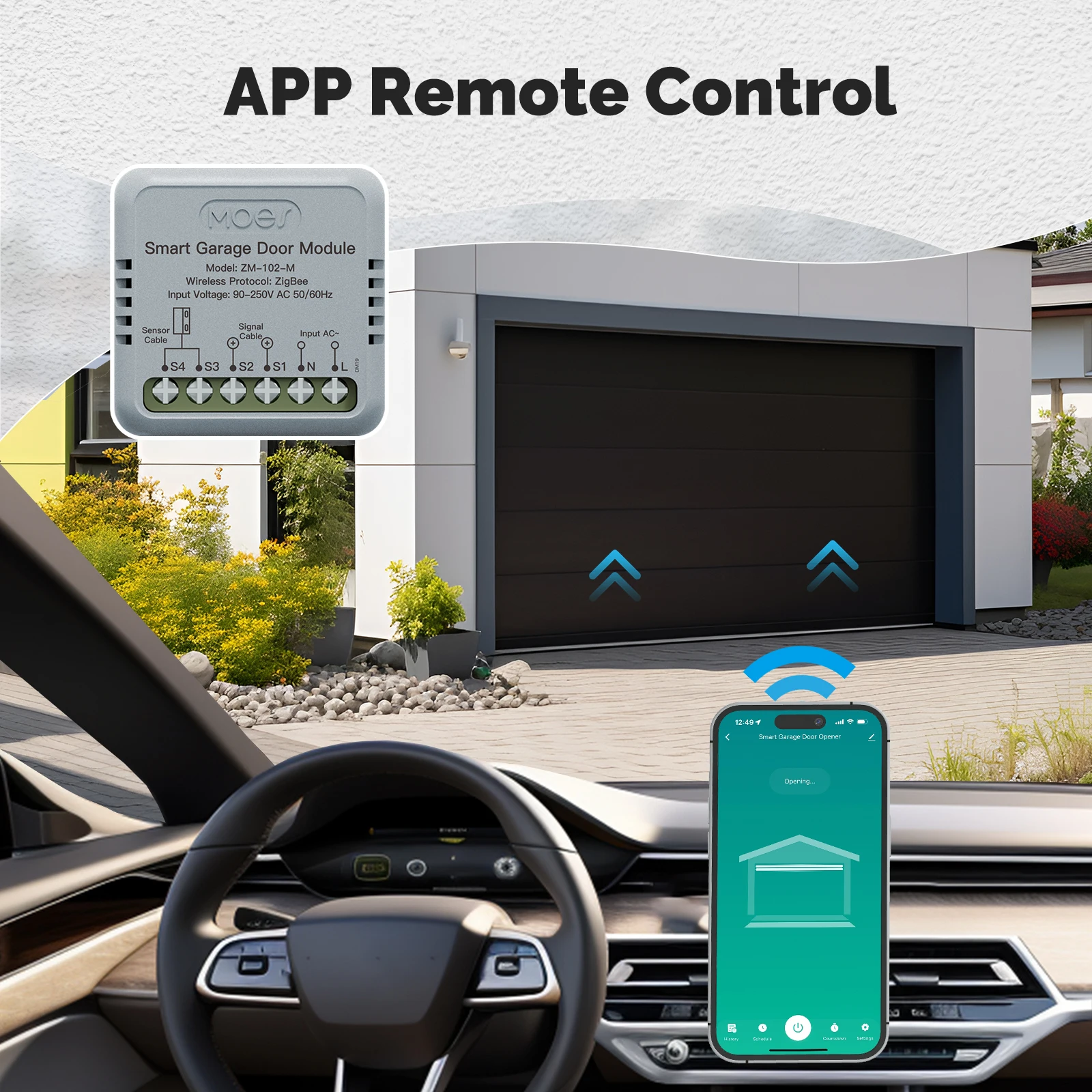 MOES Tuya Zigbee Garage Door Controller Switch Module Door Opener Voice Control Smart App Remote Work With Alexa Google Home