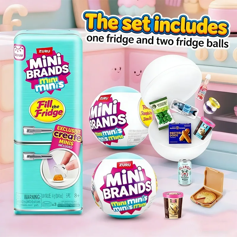 Mini Surprise Ball Fridge Toy, Mini Brands Mystery Blind Box, Miniature Food Figurine Collectible Ornament, Great Gift for Kids