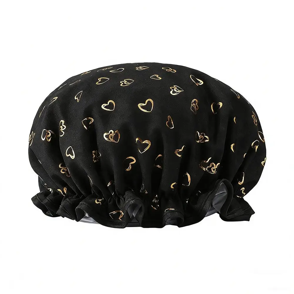 Large Shower Caps For Women, Reusable Waterproof Shower Cap Double Layers Bath Caps With Hair Scrunchies For Long Thick Hair