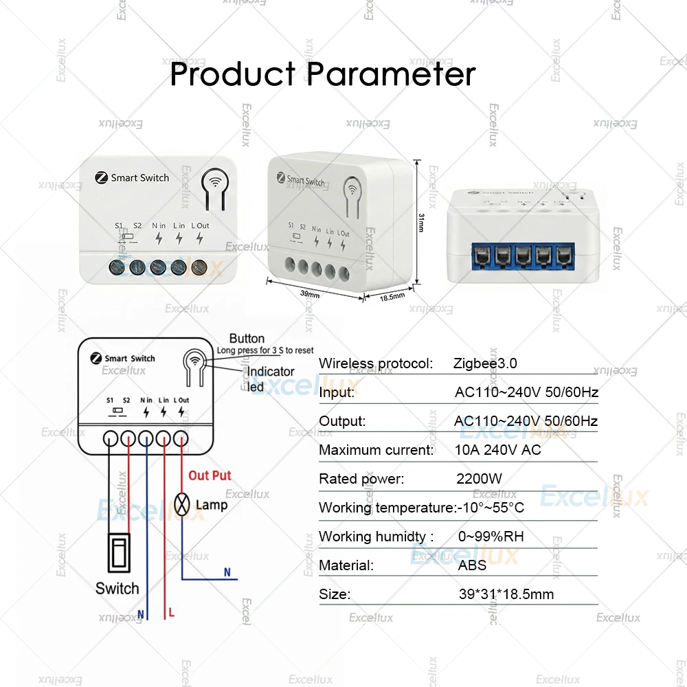 10A Mini Zigbee Smart Switch Module DIY Lighting Relay Breaker Intelligent Life App Control Work with Home Assistant Zigbee2MQTT