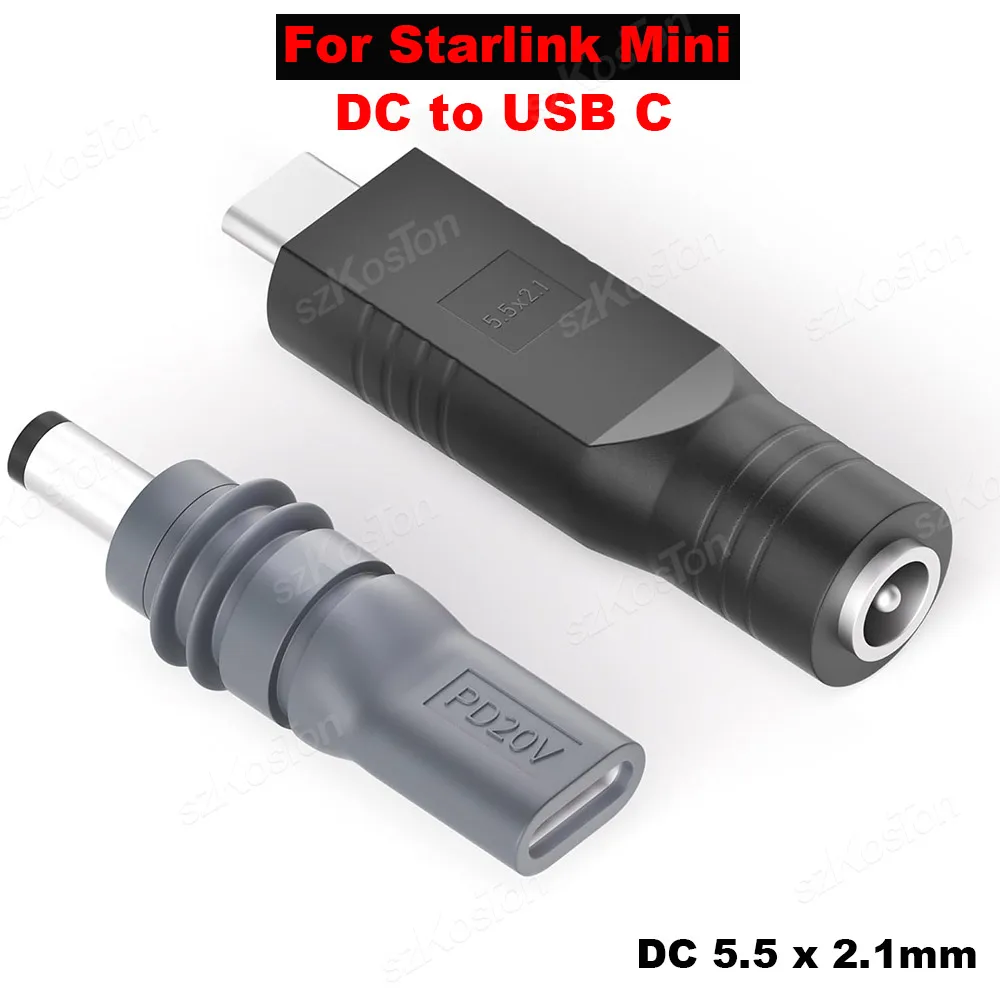 2PCS For Starlink Mini Female DC to USB C Male Power Cable Adapter Converter for Starlink Mini Power Cord for Outdoor Camping