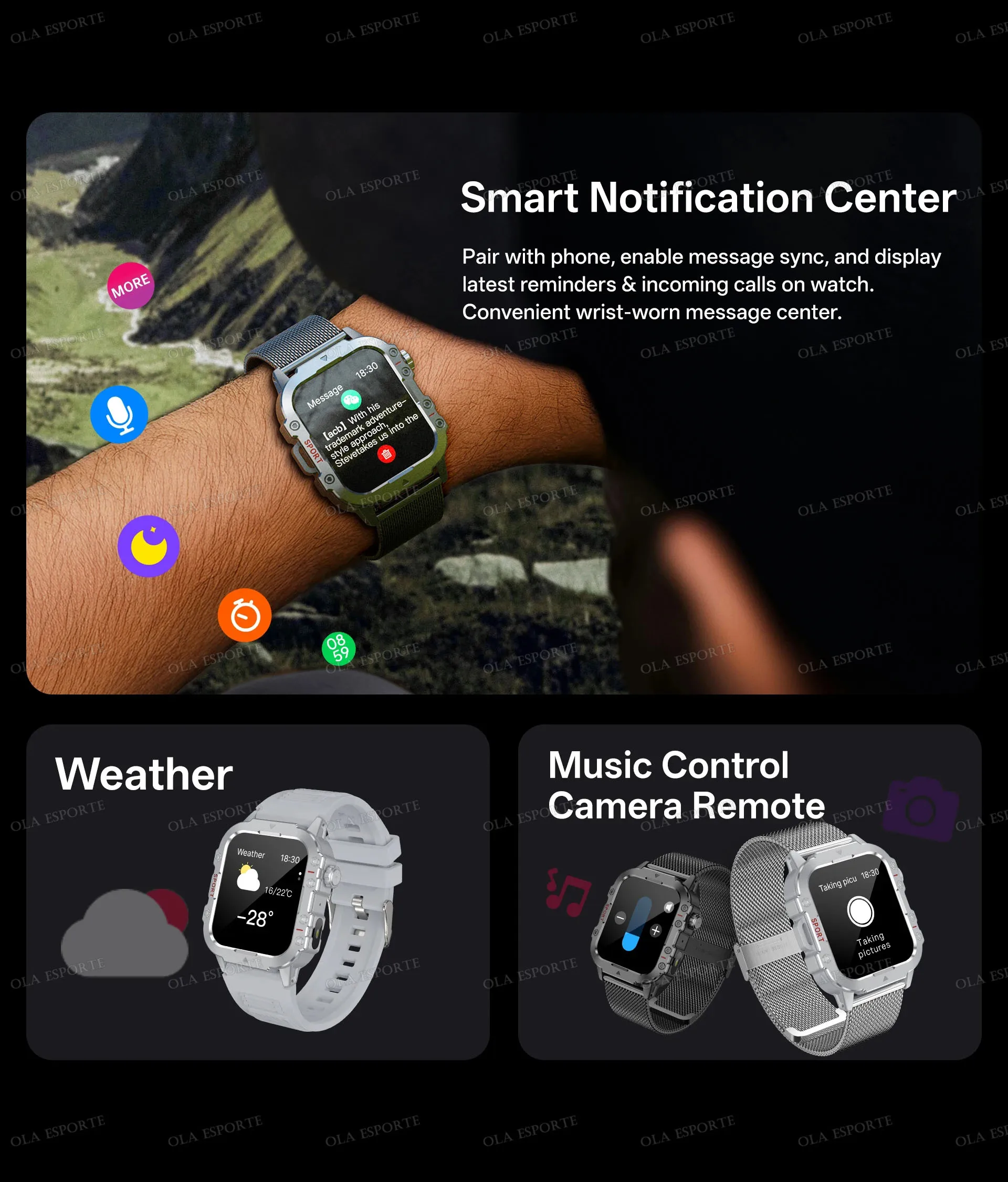 Military Outdoor Smart Watch Men’s GPS Tracking Flashlight Bluetooth Call 2.01" AMOLED Screen Waterproof Sports Smartwatch Ht30