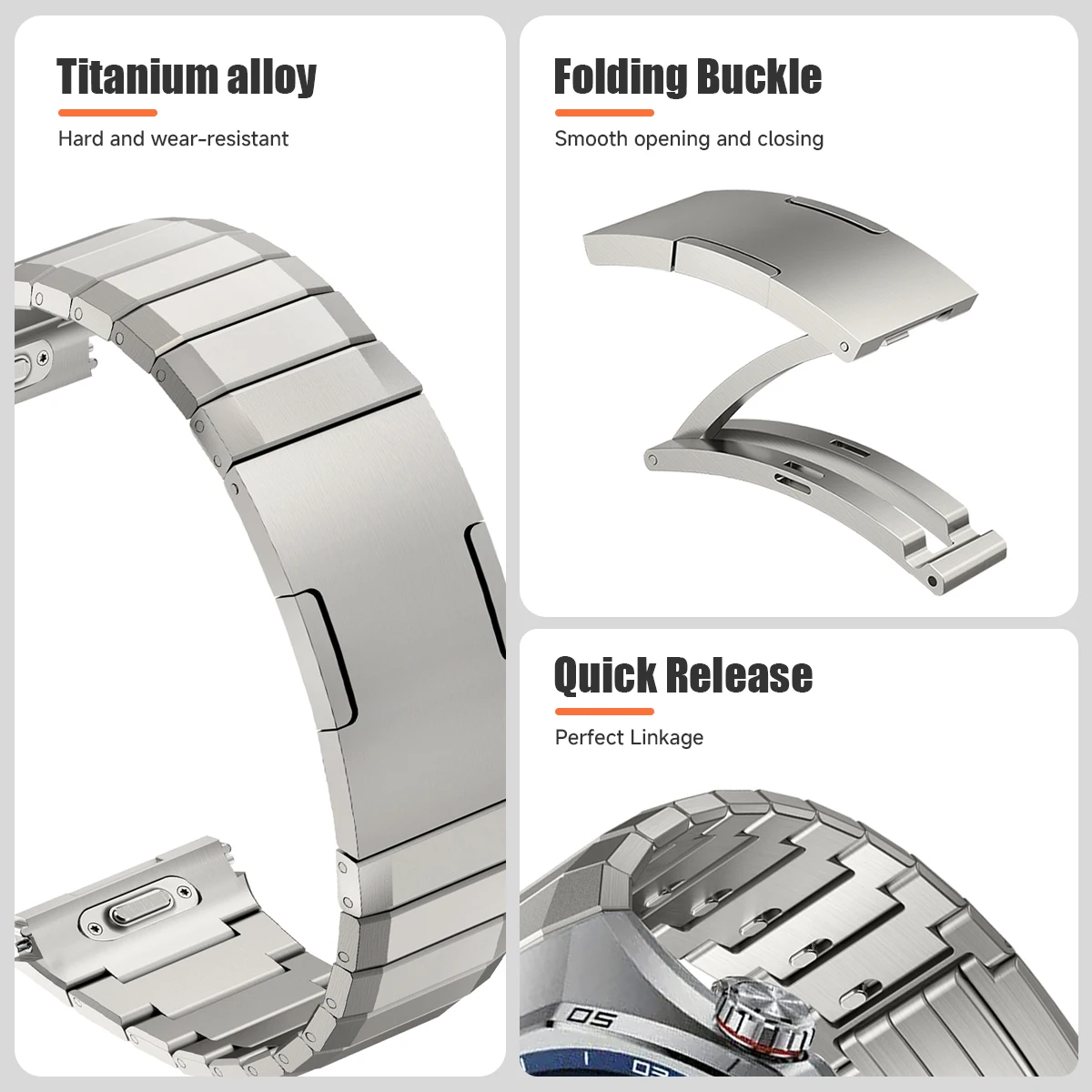 No Gap Titanium Strap for Huawei Watch GT 6Pro Luxury Quick Release Metal Bracelet for Huawei Watch GT6Pro Specialized Strap