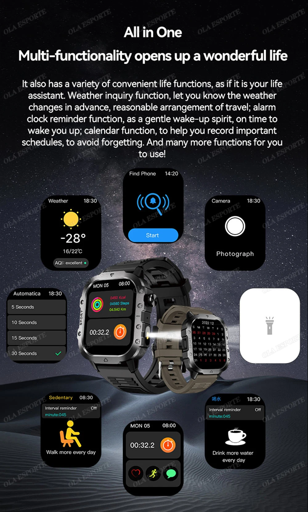 2026 Military SmartWatch Men IP68 5ATM Outdoor Sports Fitness Tracker Waterproof GPS Monitoring 1.96Inch BT Call For Android IOS