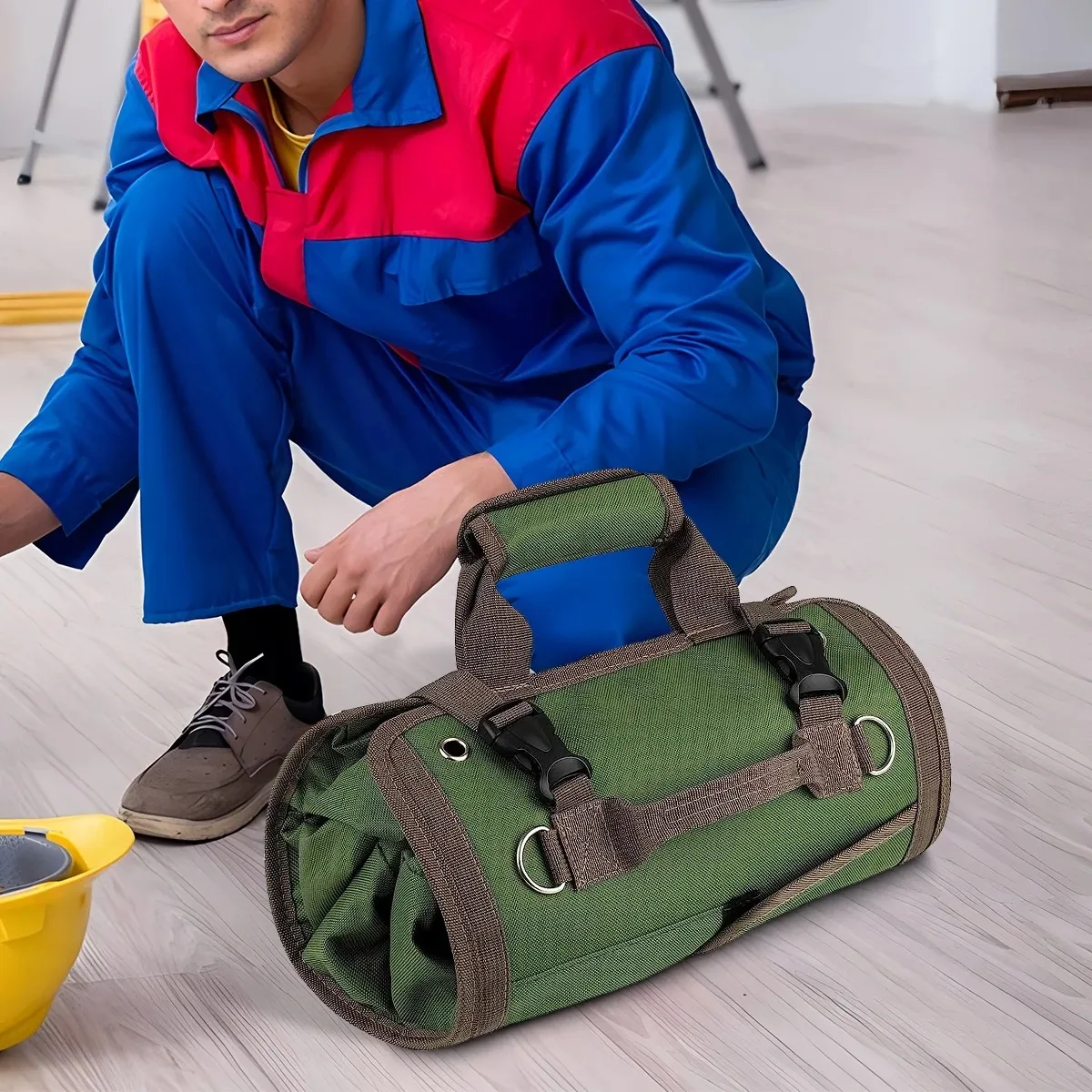 Professional Tool Bag for Mechanics Electricians Carpenters Oxford Roll Up Organizer Garage Storage Portable Multiple Zipper
