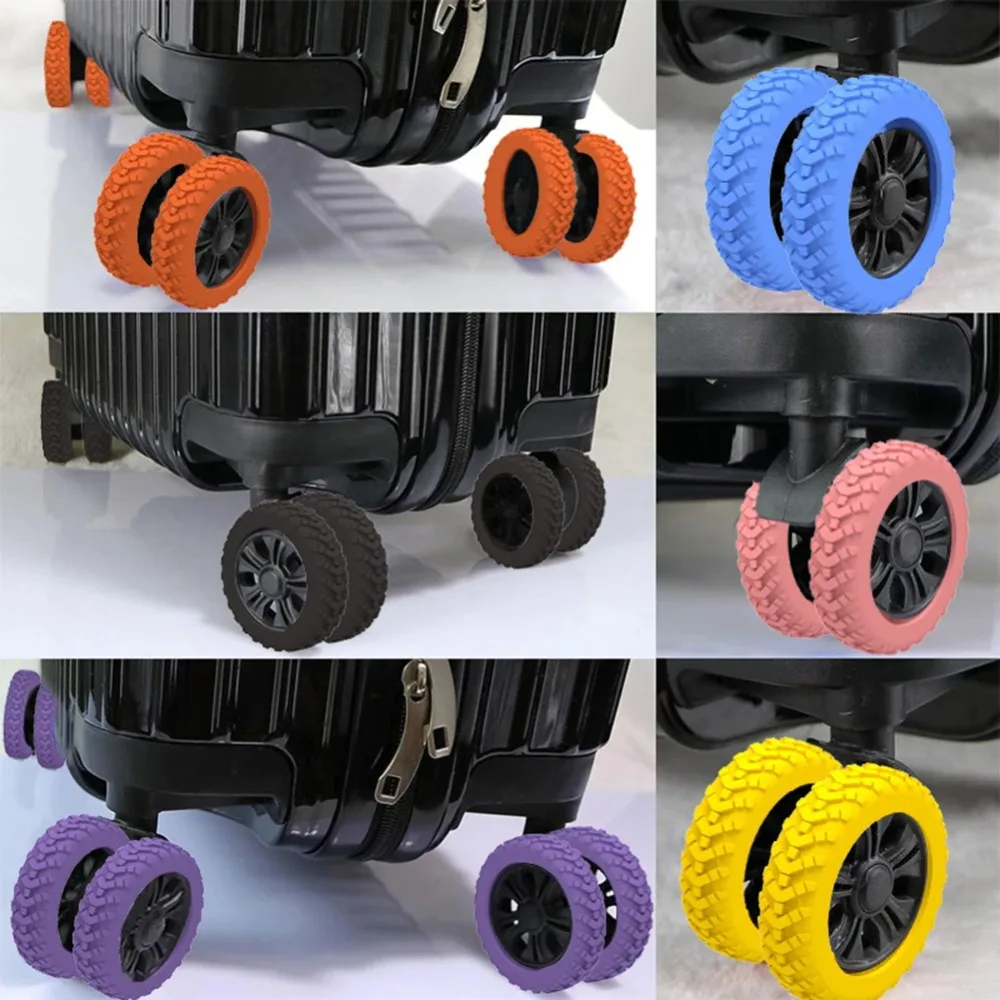 8PCS Thick Silicone Luggage Wheel Protection Cove, Soft and Silent, Suitable for Handcarts, Boxes, Stools, and Wheel Accessories