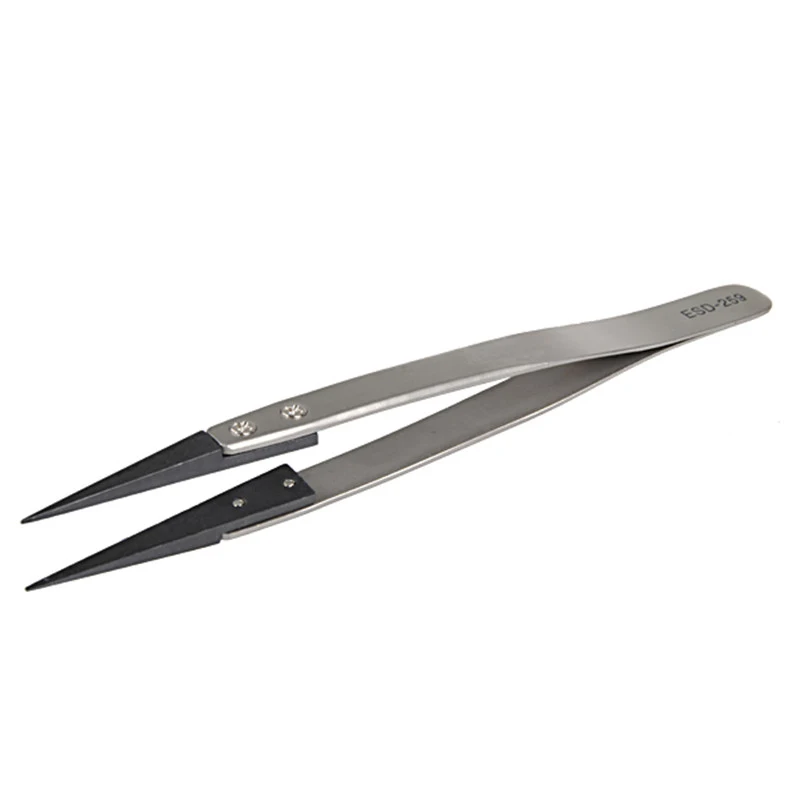ESD 259 High Quality Handle Stainless Tweezers With 8Pcs Exchengeable Antistatic Plastic Tips Suit For Different Work