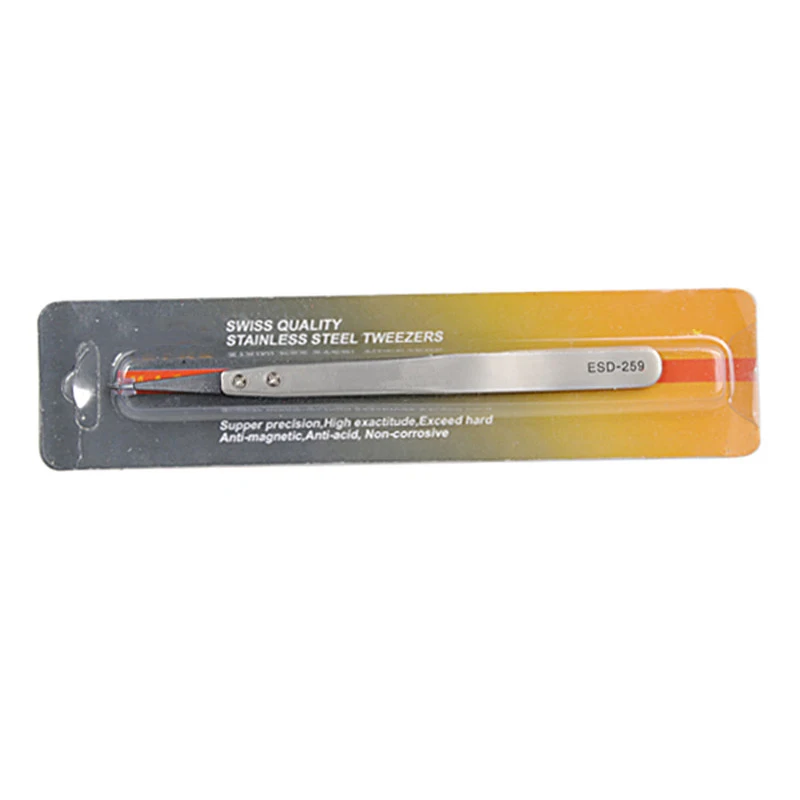 ESD 259 High Quality Handle Stainless Tweezers With 8Pcs Exchengeable Antistatic Plastic Tips Suit For Different Work