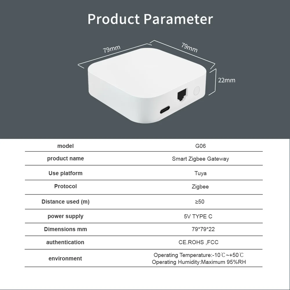 Lincukoo Tuya ZigBee Smart Hub Wired Gateway Bridge Support Smart Life APP Connect 64 Tuya ZigBee Devices.