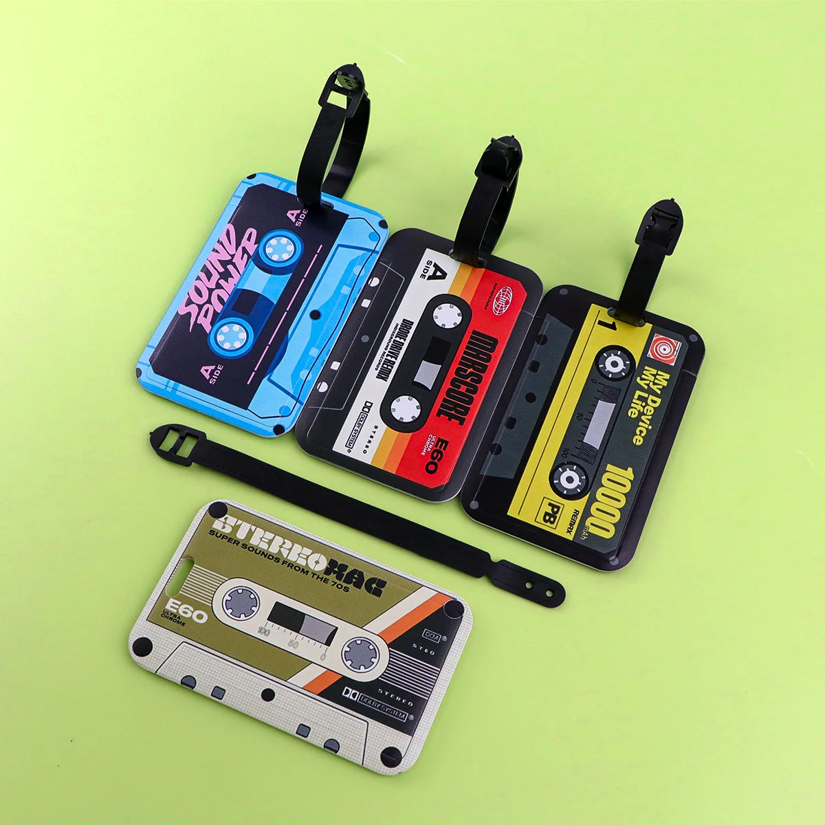 Vintage Cassette Tape Luggage Tags Suitcase ID Address Name Holder Baggage Tag Travel Boarding Portable Suitcase Accessories