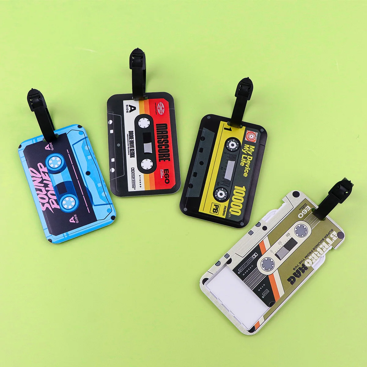 Vintage Cassette Tape Luggage Tags Suitcase ID Address Name Holder Baggage Tag Travel Boarding Portable Suitcase Accessories