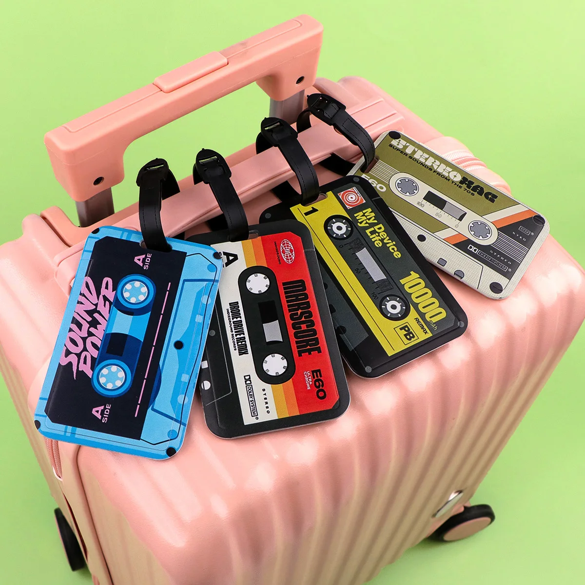 Vintage Cassette Tape Luggage Tags Suitcase ID Address Name Holder Baggage Tag Travel Boarding Portable Suitcase Accessories