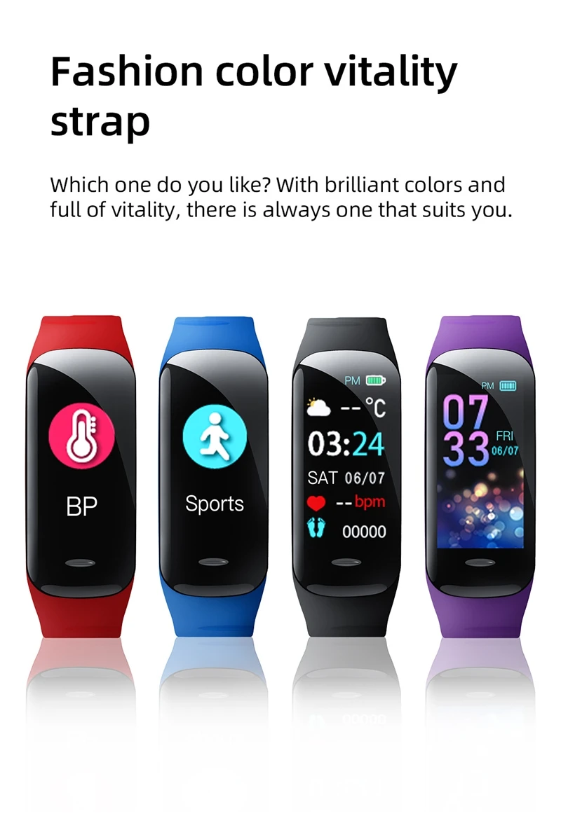 C1 Plus Smart Watch Fitness Tracker Bluetooth Heart Rate Blood Pressure Monitor Step Counting Sports Bracelet for Men Women 2026