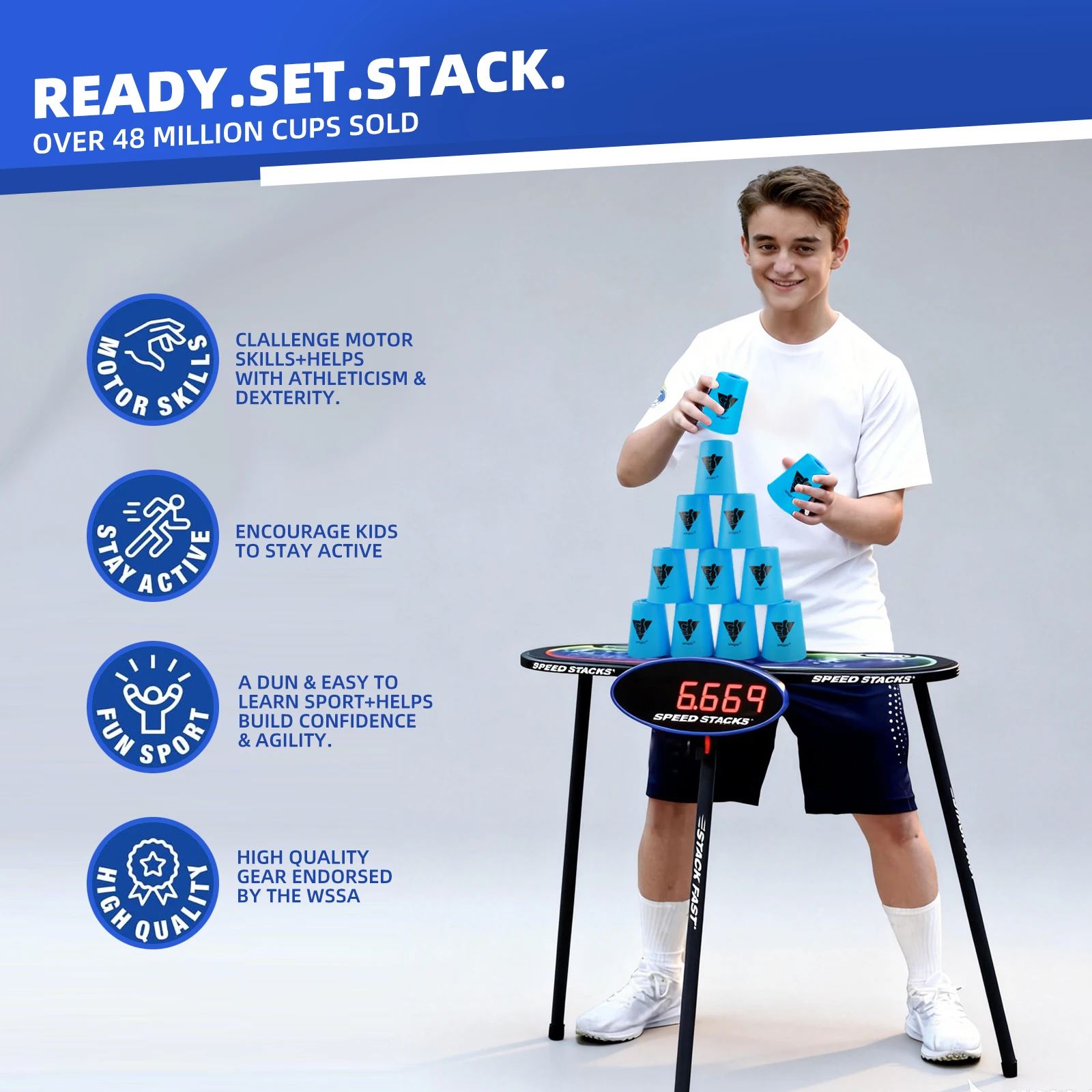 Speed Stacks | SENGSO Official Sport Stacking Set, 12 Cups Speed Stacking Cups | ABS Materials, Low Friction for Competition