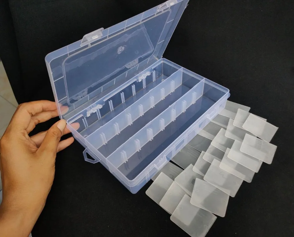 24 Slots Cells Colorful Portable Jewelry Tool Storage Box Container Ring Electronic Parts Screw Beads Organizer Plastic Case