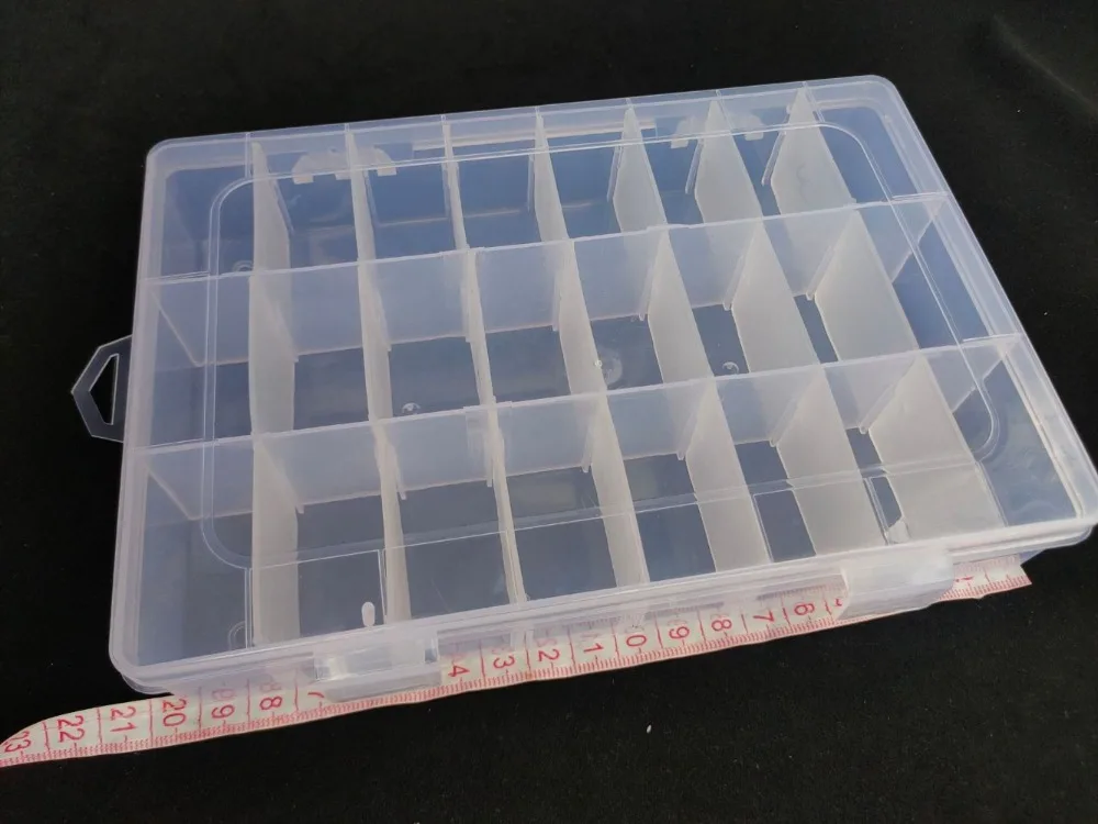 24 Slots Cells Colorful Portable Jewelry Tool Storage Box Container Ring Electronic Parts Screw Beads Organizer Plastic Case
