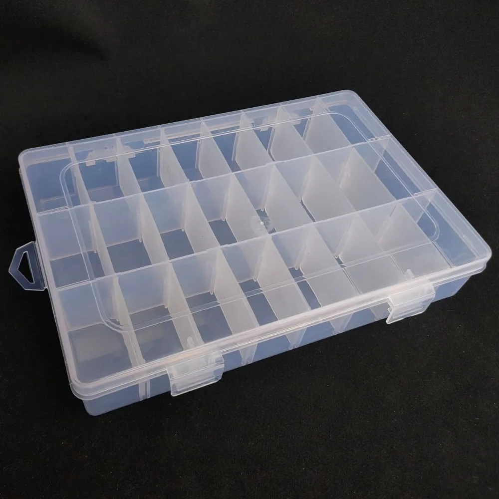 24 Slots Cells Colorful Portable Jewelry Tool Storage Box Container Ring Electronic Parts Screw Beads Organizer Plastic Case