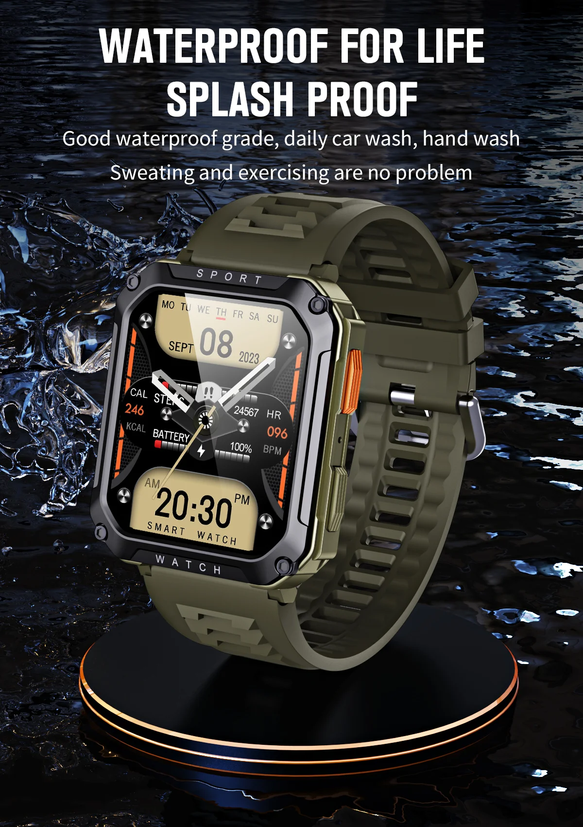 LIGE 2026 Outdoor Smart Watch Men 2.01" Screen lP68 Waterproof Watches Rugged Military Bluetooth Call Smartwatch For Android lOS