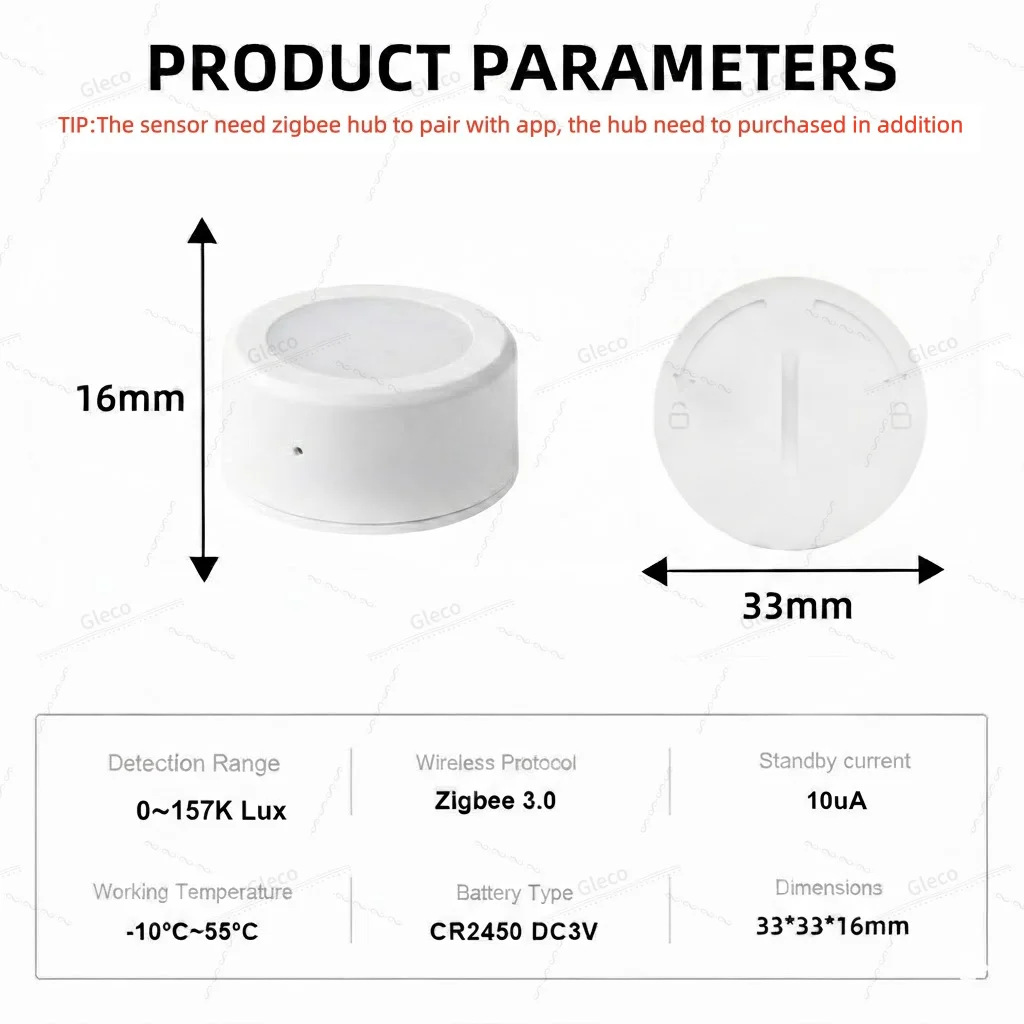 ZigBee Light Sensor Luminance Sensor Illumination Brightness Detector Home Automation With TUYA Smart Life Z2M Device Linkage