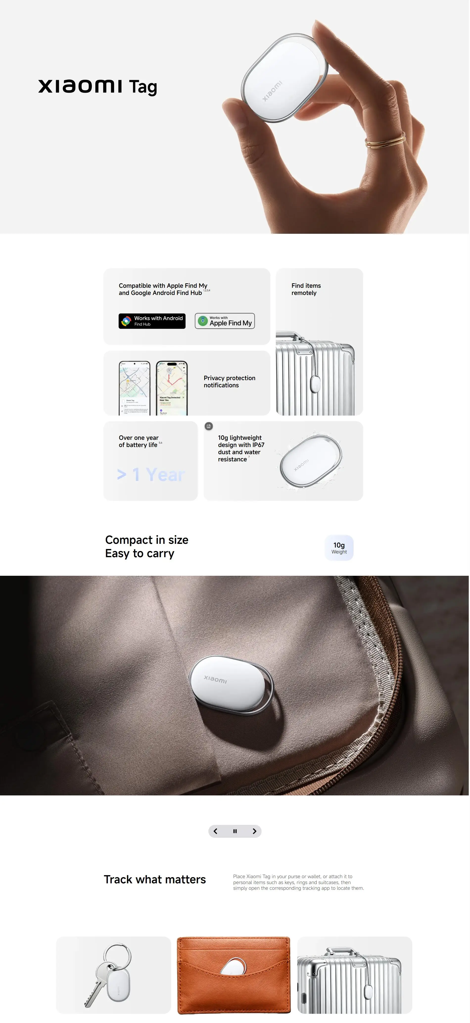 Xiaomi Tag Anti Lost Device Bluetooth 5.4 Tracker IP67 Rating Waterproof For Google Find Hub Or For Apple Find My