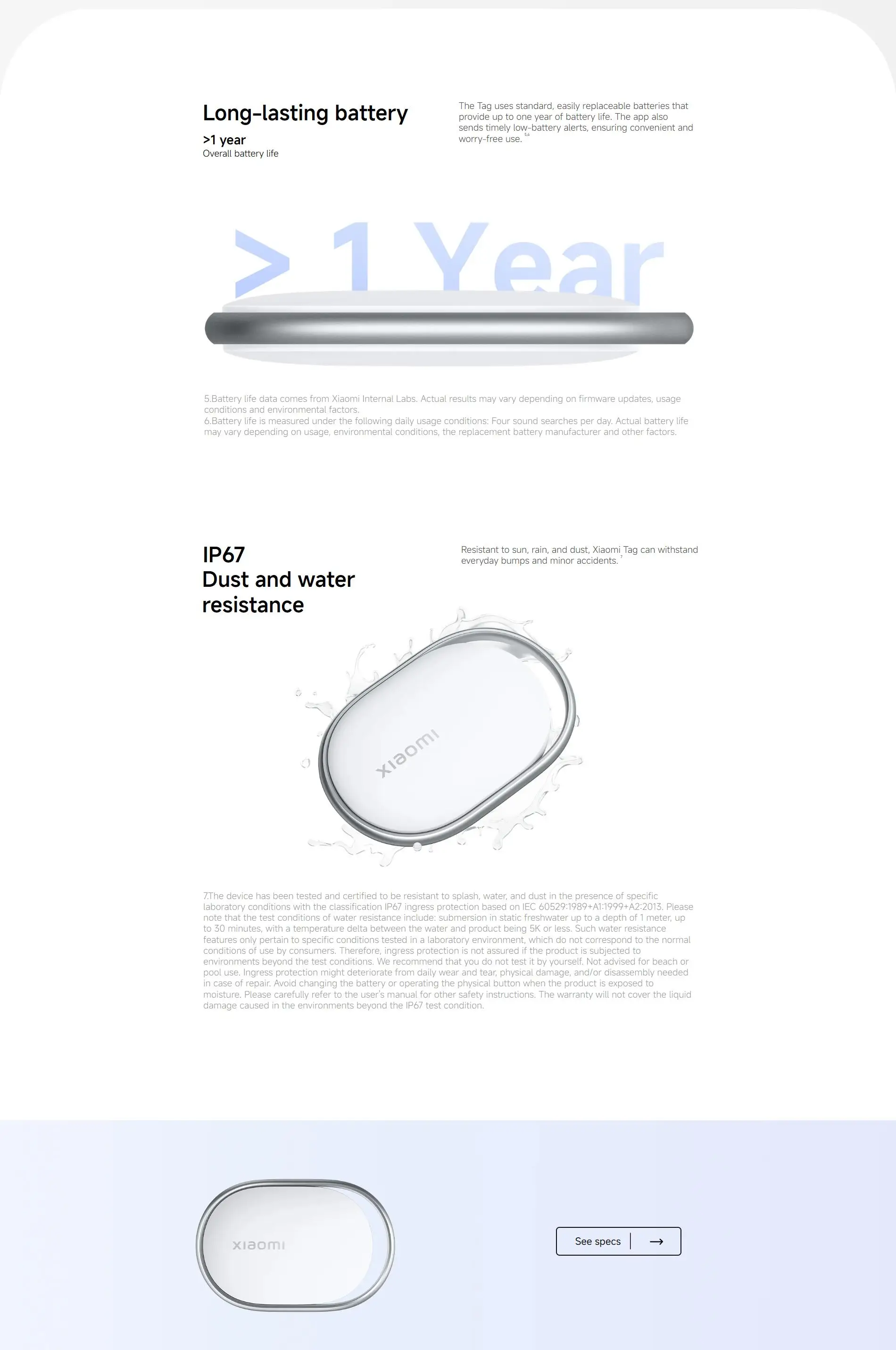 Xiaomi Tag Anti Lost Device Bluetooth 5.4 Tracker IP67 Rating Waterproof For Google Find Hub Or For Apple Find My