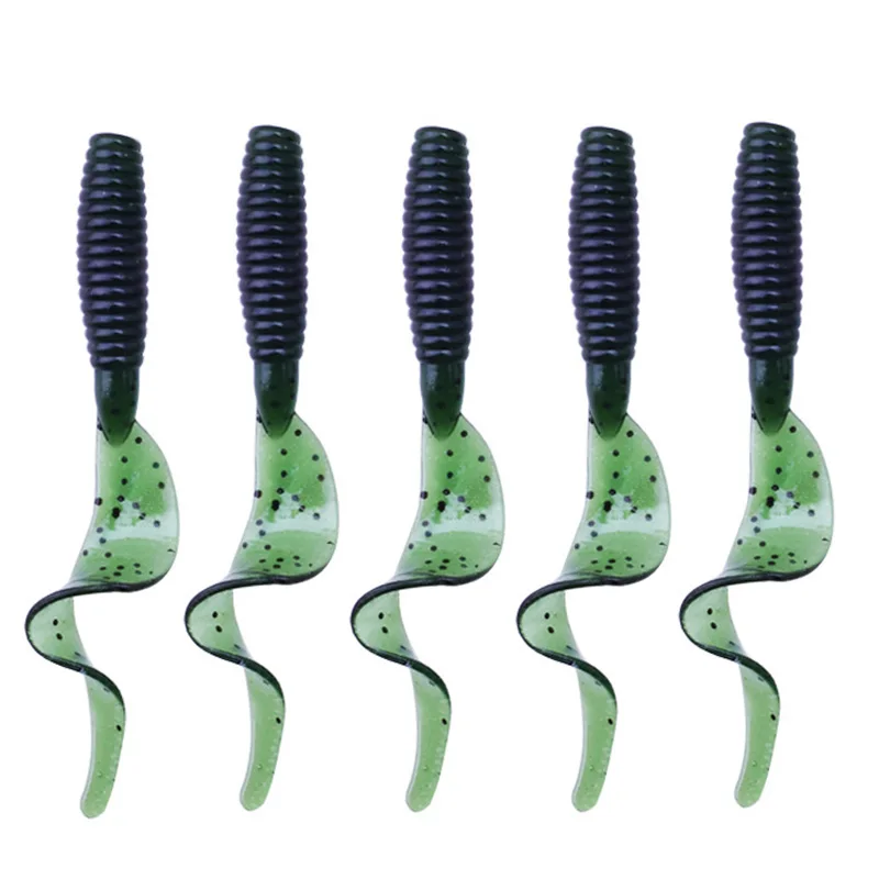 5PCS Long Tail Worm Soft Lures Swimbaits 60mm 1.8g Jig Wobblers Tackle Smell With Salt Silicone Artificial Bait Bass Carp Pesca