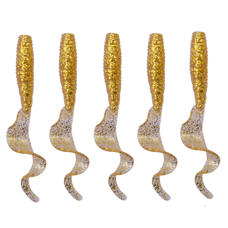 5PCS Long Tail Worm Soft Lures Swimbaits 60mm 1.8g Jig Wobblers Tackle Smell With Salt Silicone Artificial Bait Bass Carp Pesca