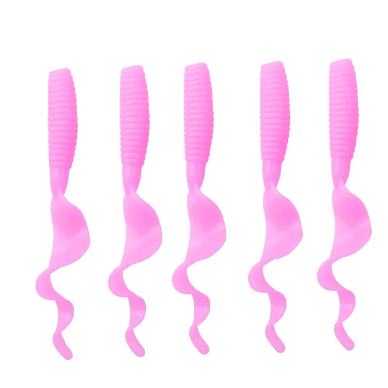 5PCS Long Tail Worm Soft Lures Swimbaits 60mm 1.8g Jig Wobblers Tackle Smell With Salt Silicone Artificial Bait Bass Carp Pesca