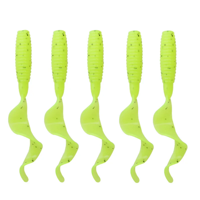 5PCS Long Tail Worm Soft Lures Swimbaits 60mm 1.8g Jig Wobblers Tackle Smell With Salt Silicone Artificial Bait Bass Carp Pesca