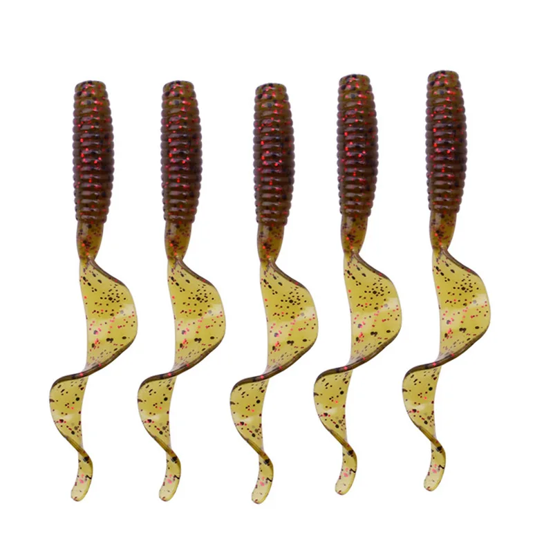 5PCS Long Tail Worm Soft Lures Swimbaits 60mm 1.8g Jig Wobblers Tackle Smell With Salt Silicone Artificial Bait Bass Carp Pesca