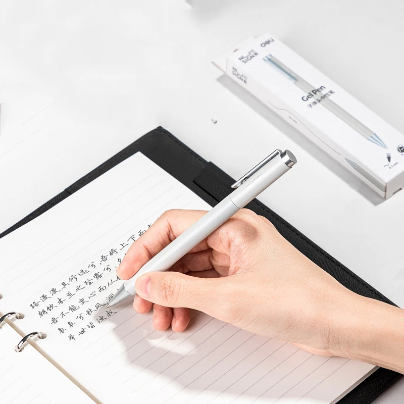 Deli Metal Gel Pen Rollerball Caneta ручка Ballpoint 0.5MM Signing Pens for Office Students Business Stationary Supplies