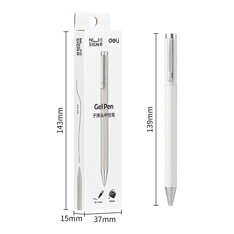 Deli Metal Gel Pen Rollerball Caneta ручка Ballpoint 0.5MM Signing Pens for Office Students Business Stationary Supplies