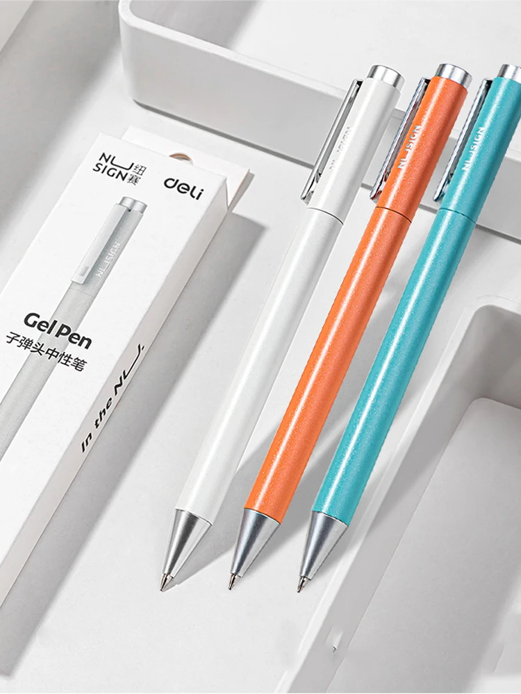 Deli Metal Gel Pen Rollerball Caneta ручка Ballpoint 0.5MM Signing Pens for Office Students Business Stationary Supplies