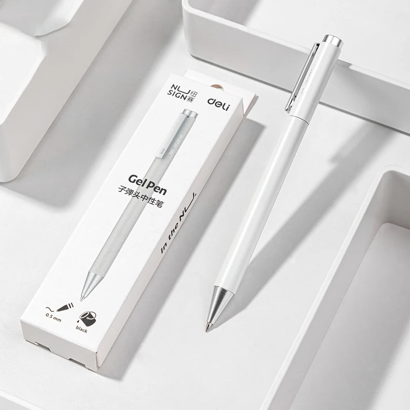Deli Metal Gel Pen Rollerball Caneta ручка Ballpoint 0.5MM Signing Pens for Office Students Business Stationary Supplies