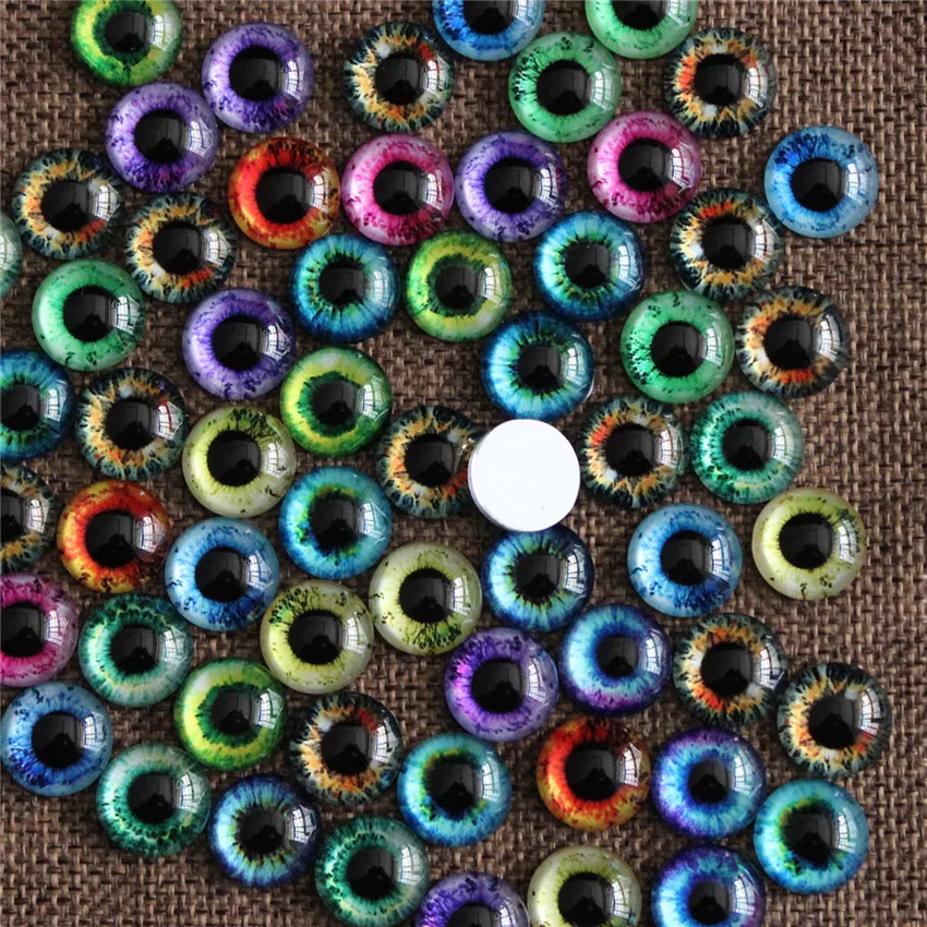 From 6mm to 30mm Random Mixed Round Dragon Eyes In Pairs Pattern Glass Flatback Photo Cabochons Base DIY Msking Accessories
