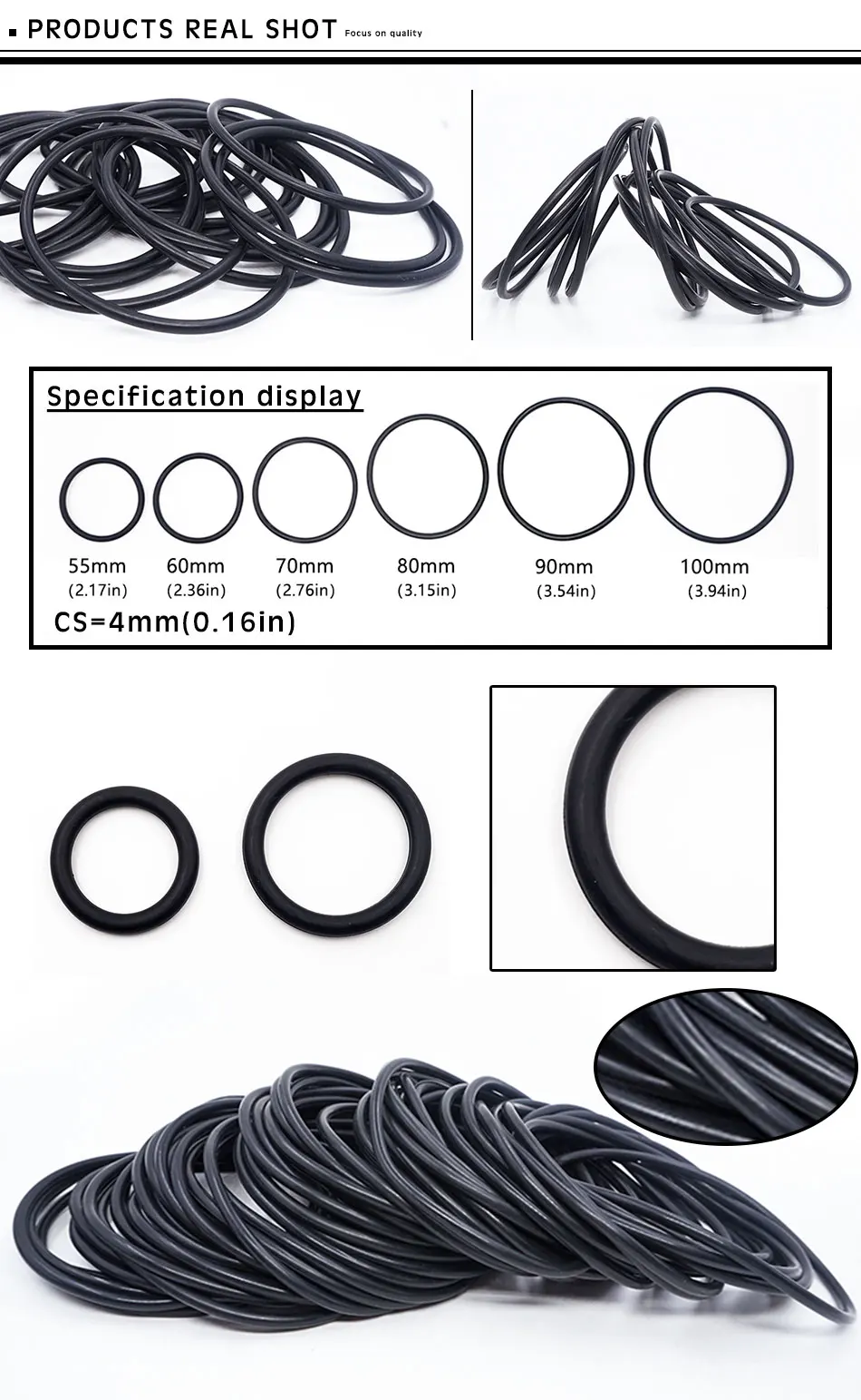 CS1.2/2/4mm OD5-200mm NBR Rubber Ring Sealing O-Ring Nitrile O Ring Seal Gasket Sealing Oil Ring Waterproof Sealing