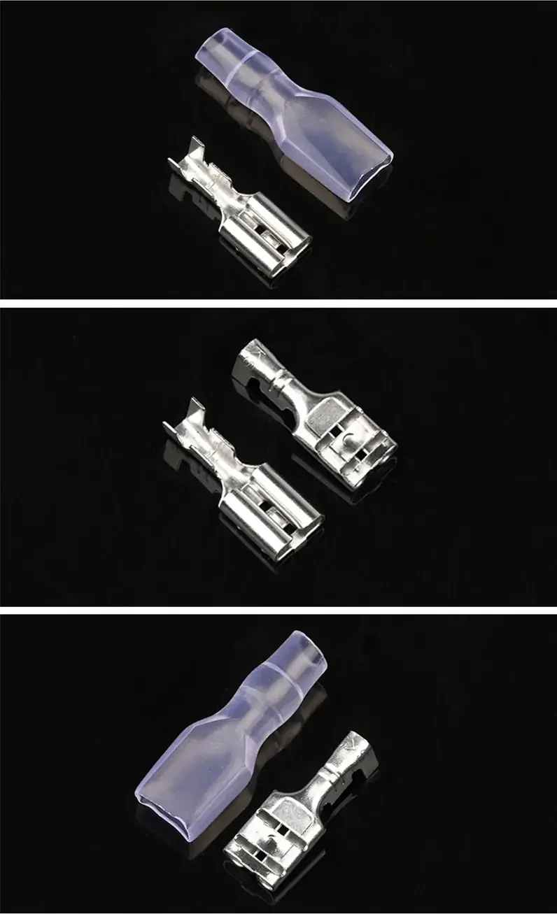 100Pcs/lot 2.8/4.8/6.3mm Female and Male Crimp Terminal Connector Silver Car Speaker Electric Wire Connectors Set