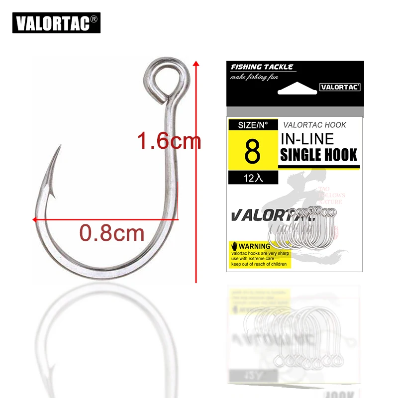 2/0 1/0 1 2 3 4 Big Eye Single Hook Inline FishHooks 12pcs/pack For Live Bait And Hardbait Single Fishing Hooks