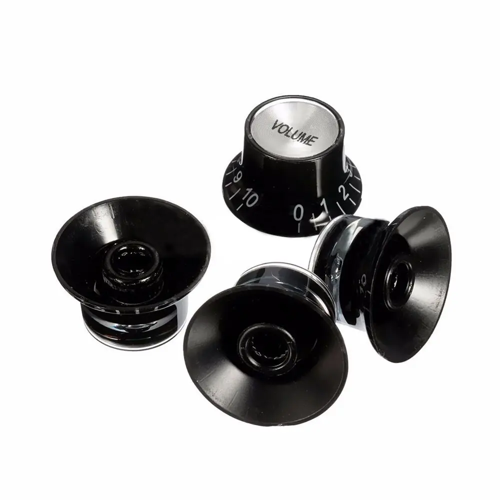 4pcs Guitar Top Hat Speed Control Knobs 2 Volumes & 2 Tones Silver Bell for LP SG Guitar